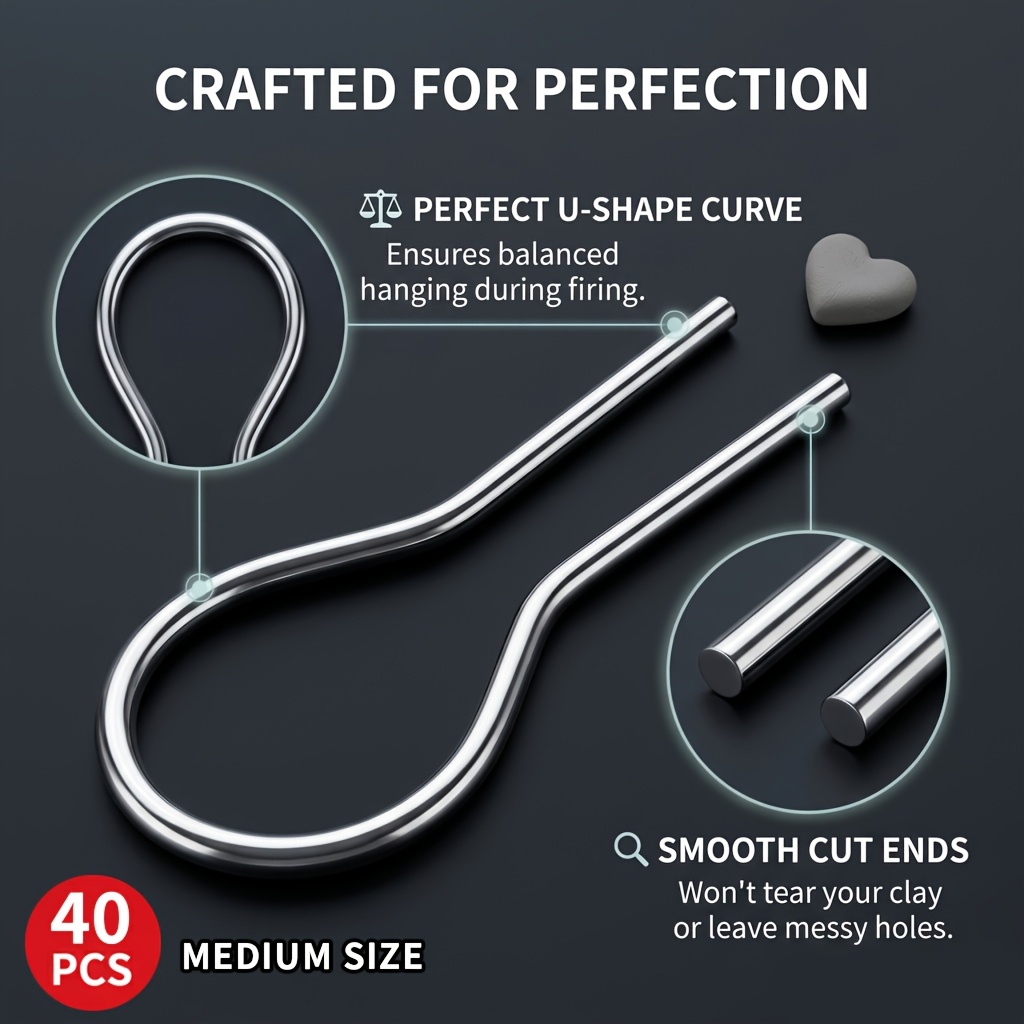 TEMU 40 crochets de cuisson de four de haute qualité, épingles invisibles en U pour la vitrification et de la céramique, connecteurs durables pour