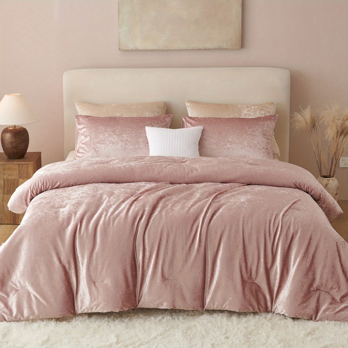 Mybedsoul Beige Comforter Set King Size - 3 Pieces Waffle Weave Comforter Sets-525826