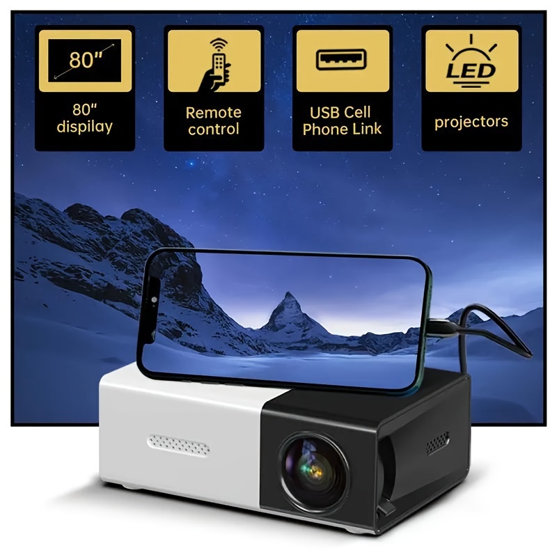 

Compact 3000+ Lumens Hd Mini Projector - Vivid 3d Visuals, Broad Compatibility, With Handy Remote For Home Cinema