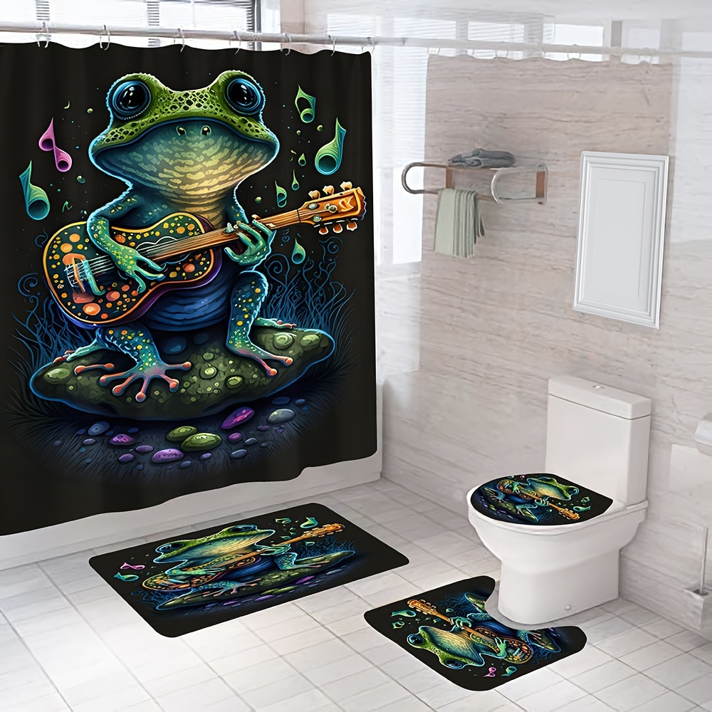 Cute Frog Chef Shower Curtain with Hooks : : Home & Kitchen
