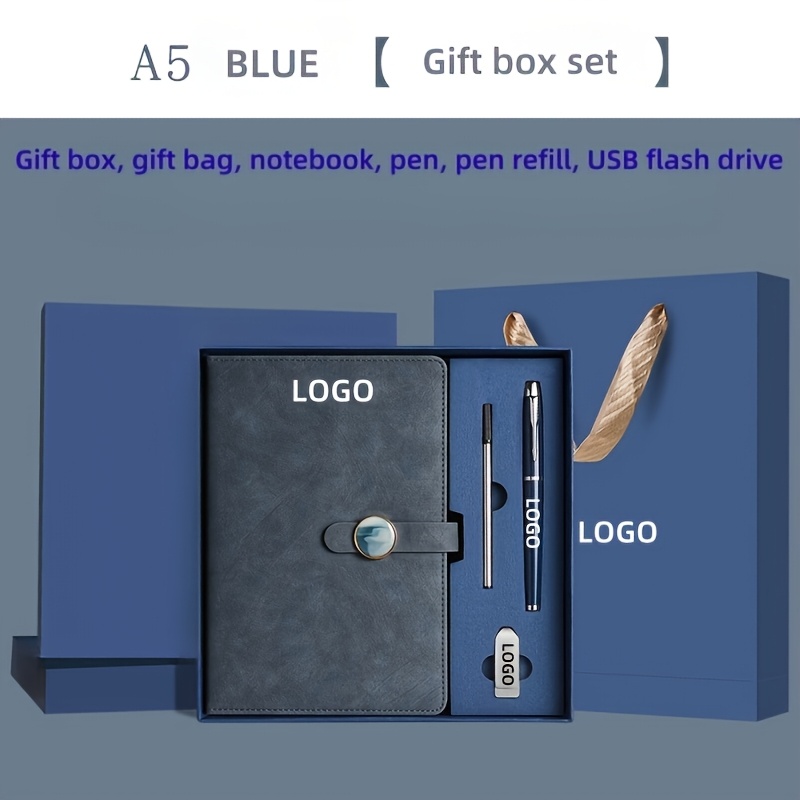 Custom A5 Faux Leather Password Notebook Gift Set