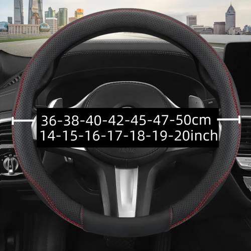 heavy duty truck engineering vehicle and steering wheel cover suitable for 16 inch to 20 inch car steering wheels made of breathable pu leather and pu leather with anti slip wear resistant small pu leather massage grip