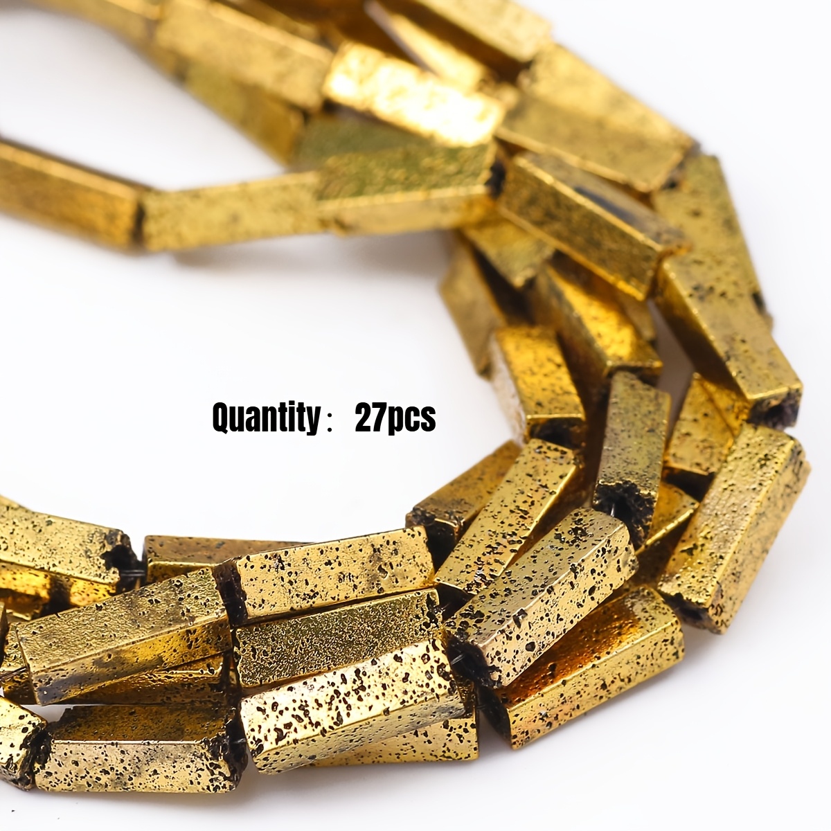 27pcs Sparkly Multicolor Rectangular Stone Spacer Beads