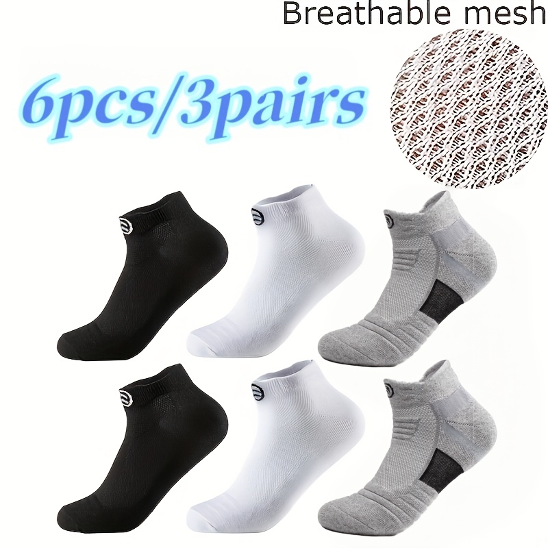 E-shop 6 Stück/3 Stück Herren Sportsocken mit Frottee-Sohle, Unisex - Bequeme und atmungsaktive Sportsocken für Frühling, Sommer und Herbst, rutschfest