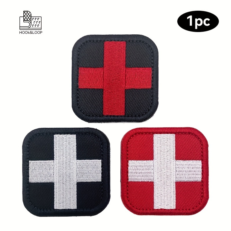 

Embroidered Red Medic Patch - Hook Loop Decal For Ems, , Med Gear & Bags - White/red/black Options (1pc/3pcs Set)