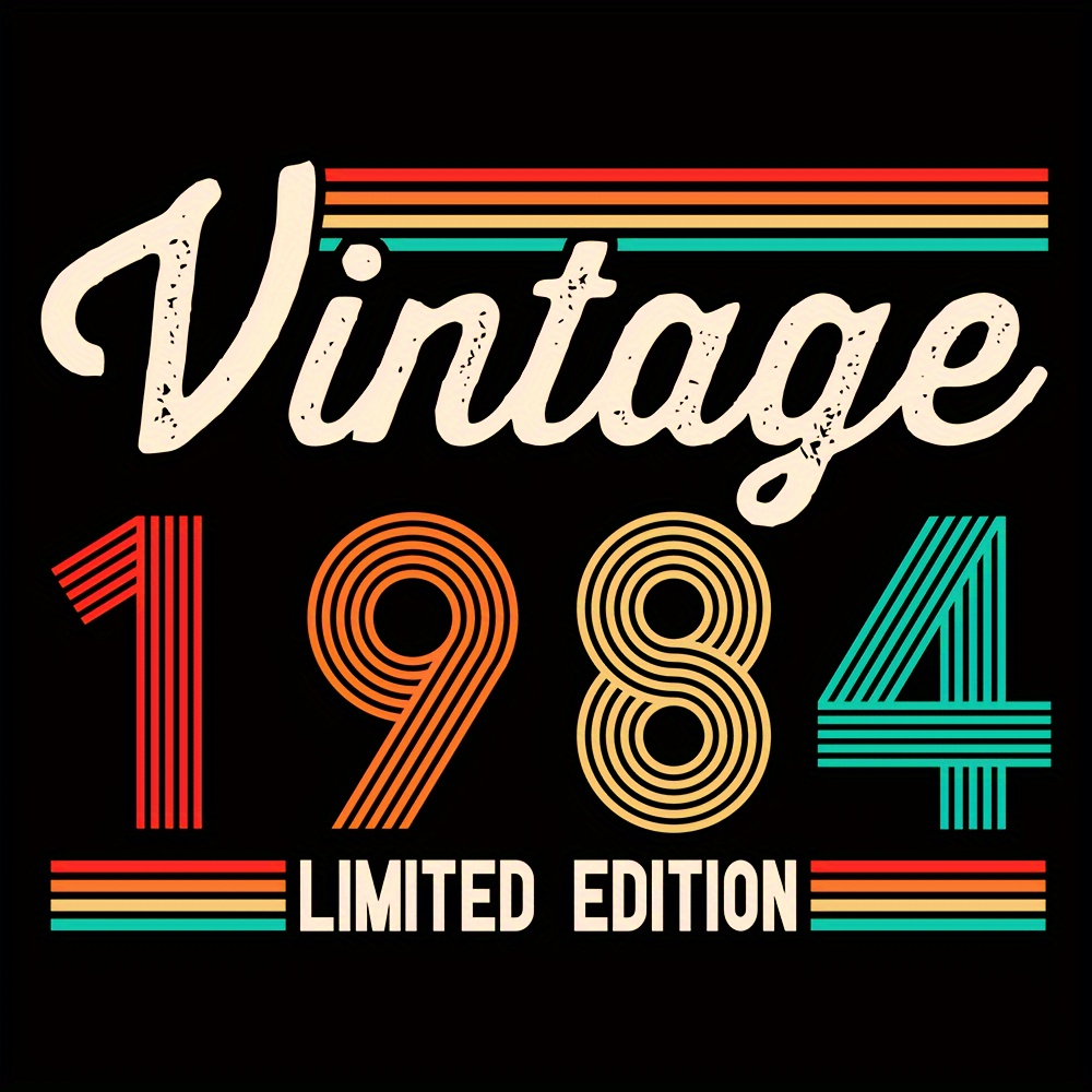 

1pc Vintage 1984 Simple Pattern Color Stripes Patches, Diy Decals For T-shirt Jeans Backpacks Clothing Applique, Heat Transfer Stick