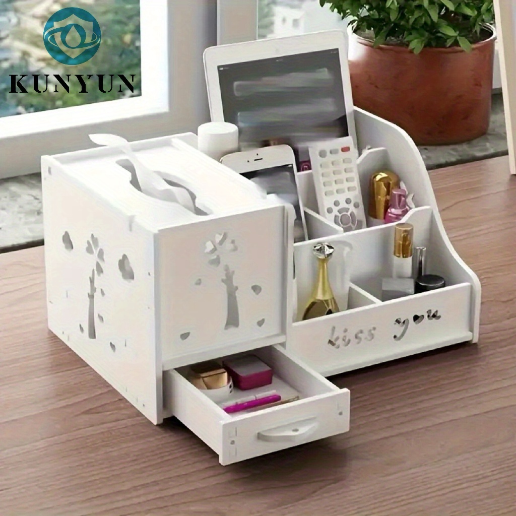   tissue   room multi functional remote control tabletop collection and arrangement box creative household coffee table napkin box draw paper box bedroom cosmetics collection box under bed storage Product details 1