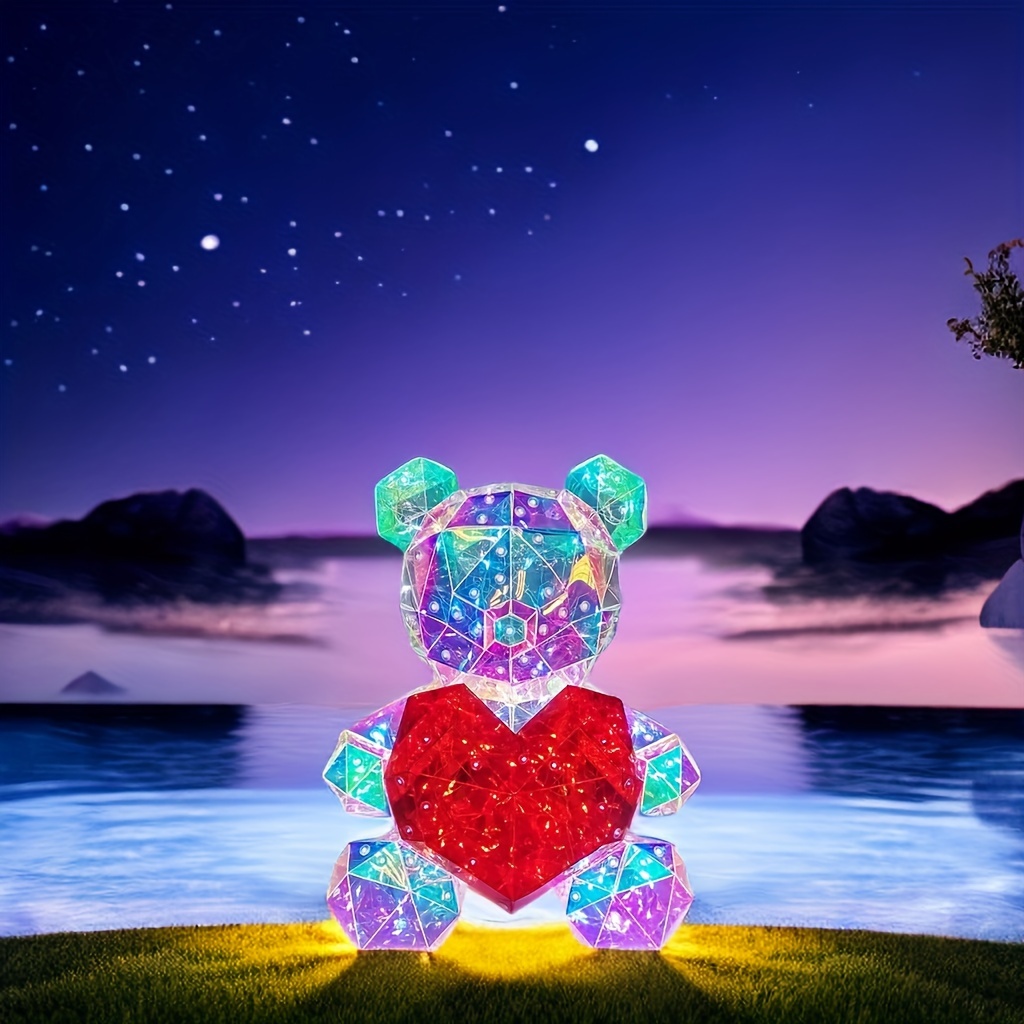 Muntian Orso Luminoso Colorato, Orso LED Illuminato Che Tiene Un Cuore  Rosso, Lampada Da Tavolo Orsetto Carino, Luce Notturna Orso 3D, Orso LED  Brillante Per Il Regalo Di San Valentinos : 