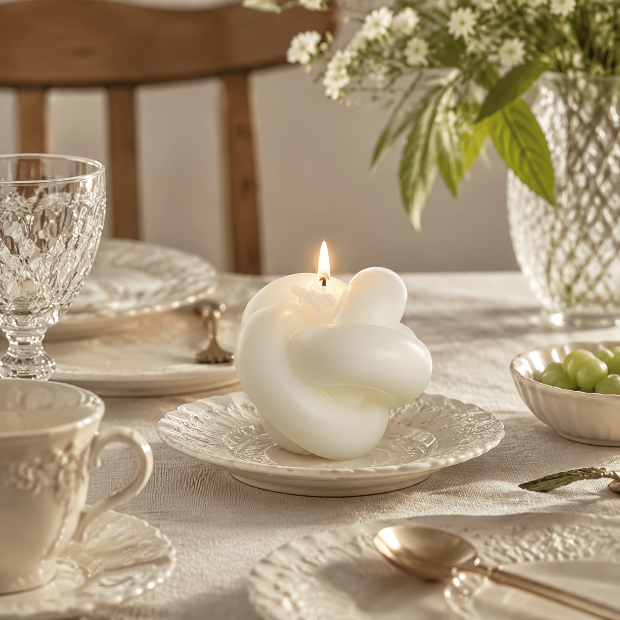 Minimalist Knot-Shaped Scented Candle Set, Three-Dimensional Knot Texture Fragrance, Relaxing Style Decorative Ornament for Home/Photography Backdrops, Gentle Keepsake Gift for Housewarming/Birthday/Home Makeover, Atmospheric Decorative Candles