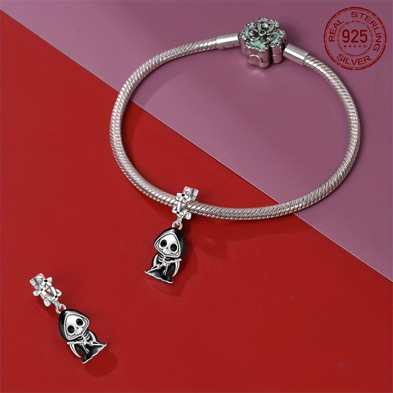 925 Sterling Silver Grim Reaper Charm Bead