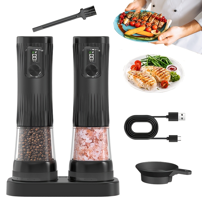 Image of Auto Salt And Pepper Grinder Set, New Stripe Non-slip Design, Large Hopper, Easy To Fill