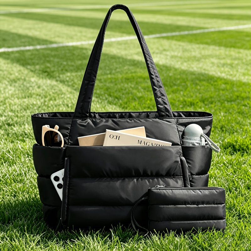 TEMU Sac fourre-tout matelassé duveteux unisexe NLDD - Sac d'épaule de sport léger à grande avec poche amovible, nuage multi-poches adapté pour , de