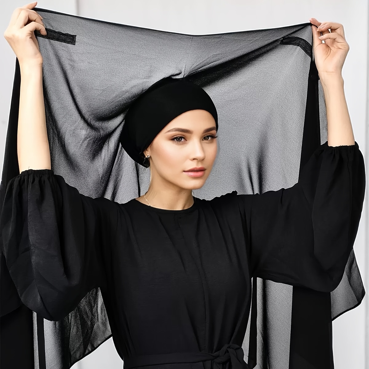 solid color tube hat and scarf magnetic   all in one   versatile elegant breathable   womens adjustable size chiffon headscarf scarf for daily dating wedding travel gift