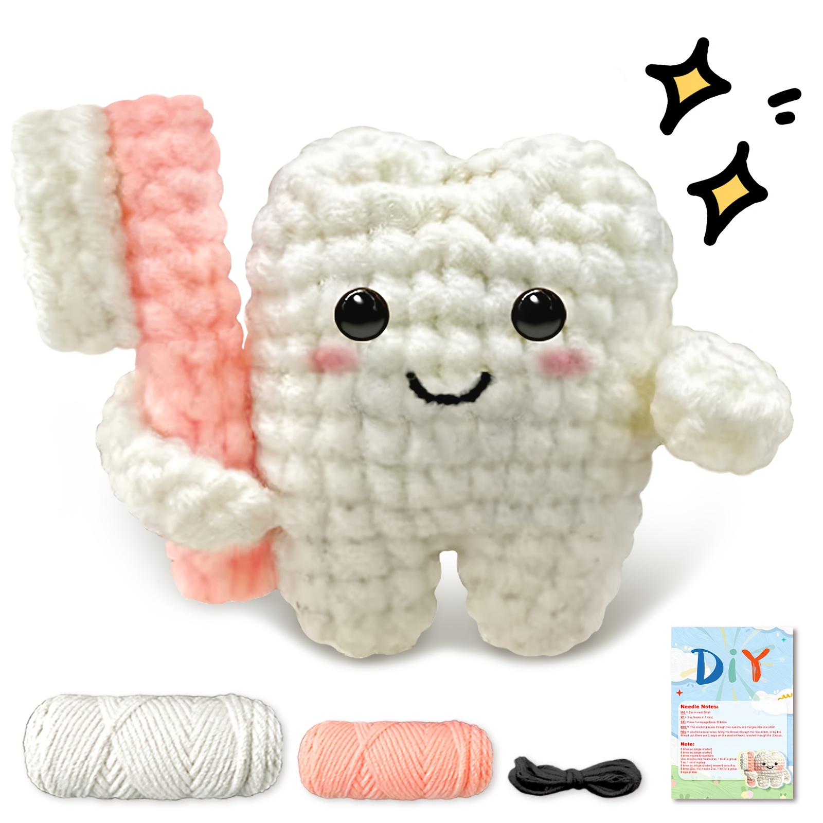 

Yamaxin Complete Crochet Kit For Beginners: Tooth & Toothbrush Design In Mixed Colors - Includes Tutorial, Easy-to- Diy Craft Set With Yarn & Accessories, All , Crochet Accessories