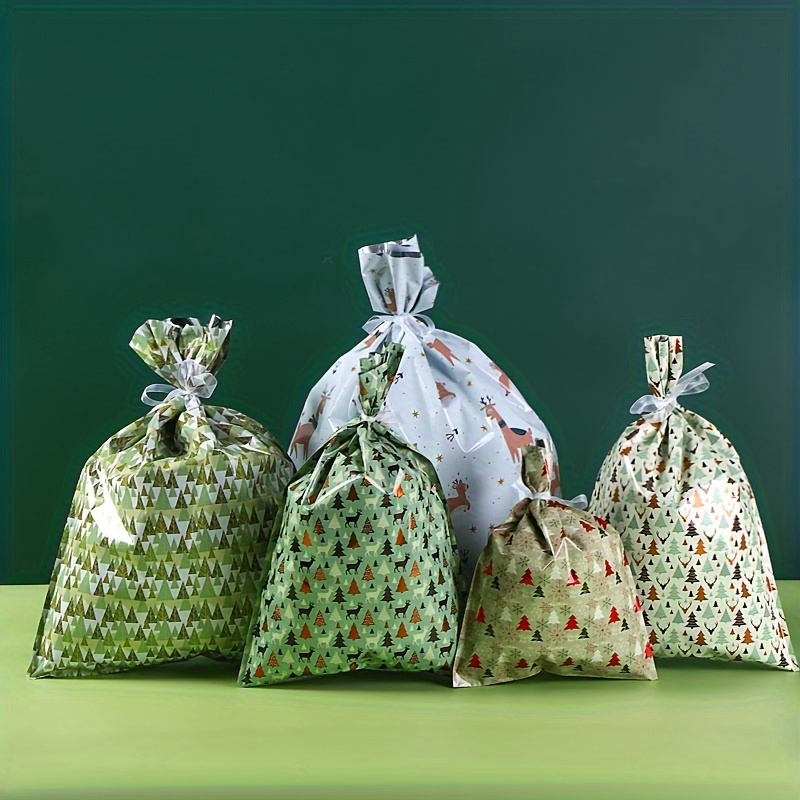 

15pcs Christmas Gift Bag Set - & Reusable, Assorted Styles With Drawstring Closure For Holiday Presents