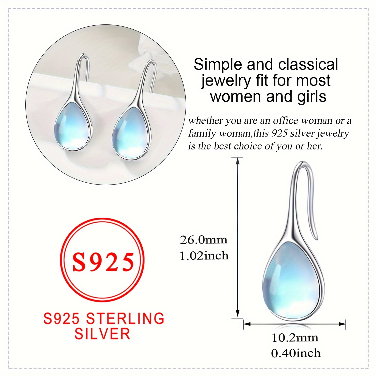 elegant simple 925 sterling   earrings with   silver plated hypoallergenic nickel free womens fine jewelry for   wedding evening gift   with gift box 3g 1 pair details 1