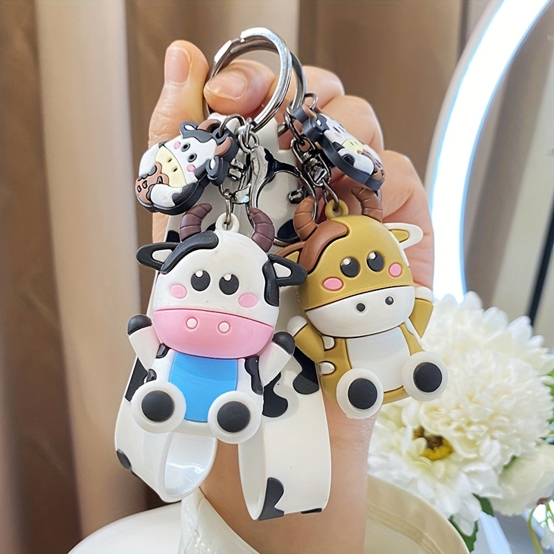 

Cute Cartoon Cow Pvc Keychain - Perfect For Valentine's Day - Single Keyring For Ladies