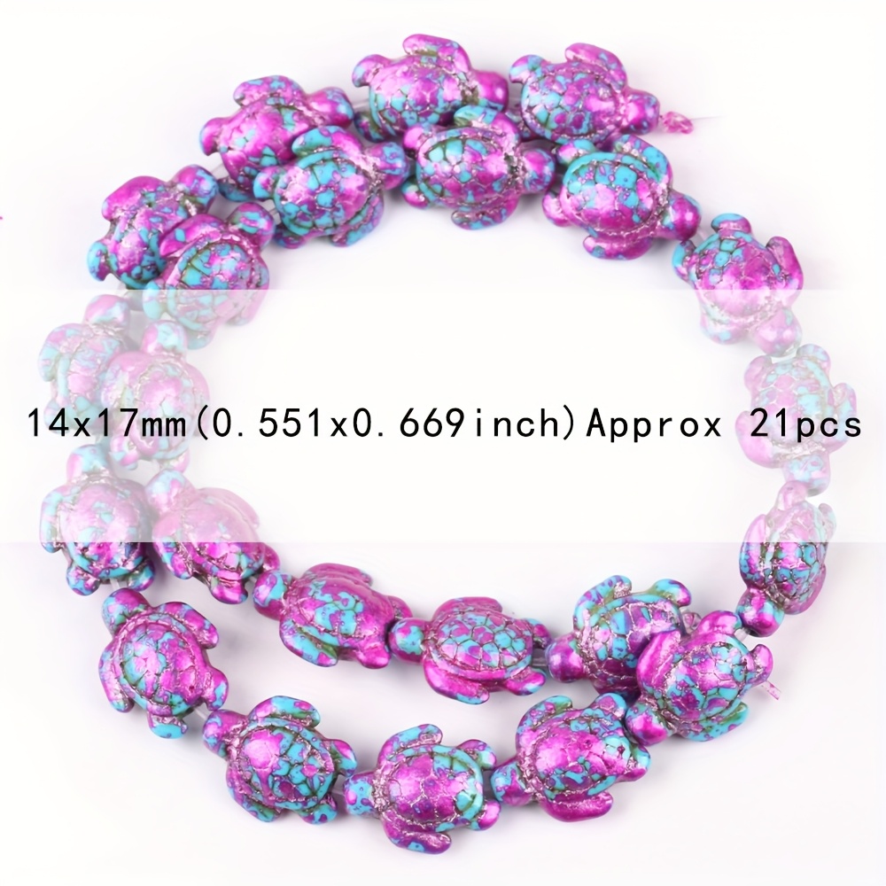 TEMU 14x17mm 21 pièces Perles en Turquoise de Tortue de Mer Violette pour la Création de Bijoux DIY Bracelets Accessoires