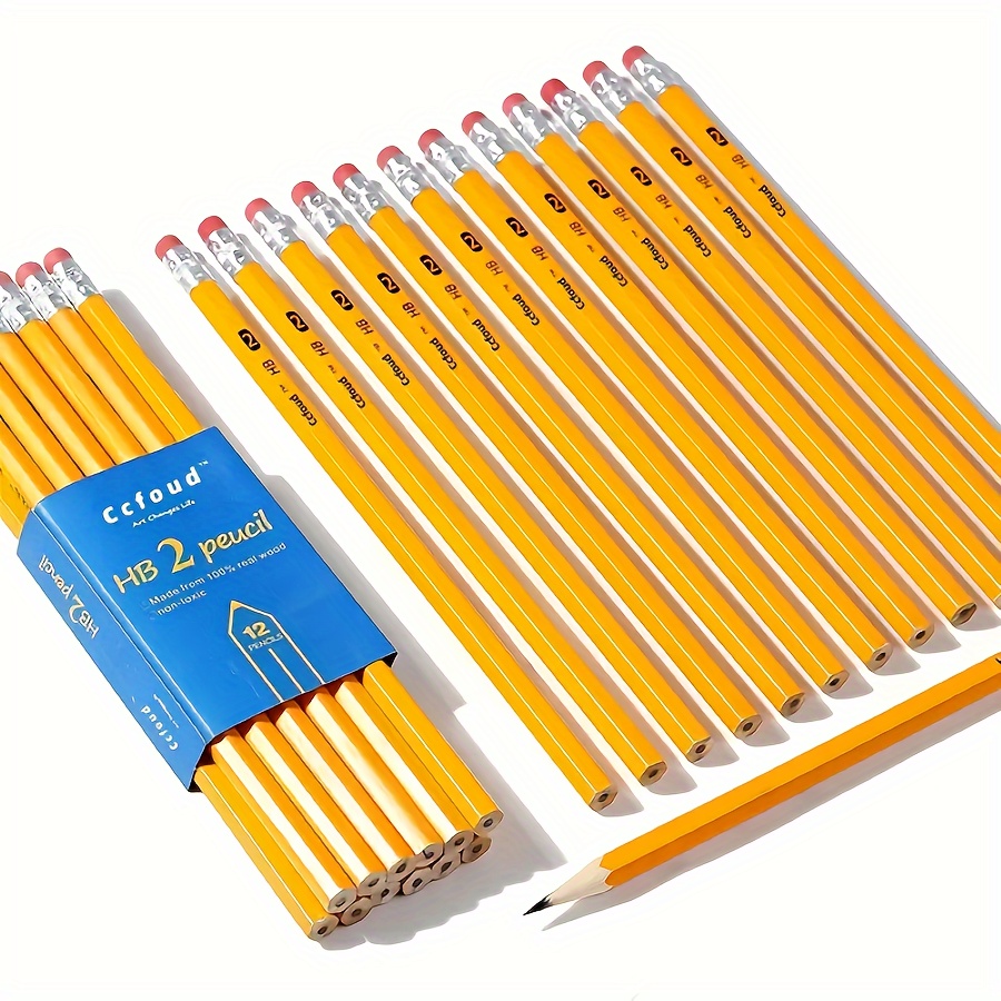 

24pcs, Woodcased #2 Pencils,unsharpened, Hb Lead Bulk, Yellow, Office Pencil, School Friendly, Back To School Supplies