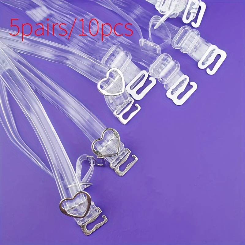 10pcs Invisible Adjustable TPU Bra Straps with Metal Clasps, Solid Color Non-Textile Bra Accessories for Women