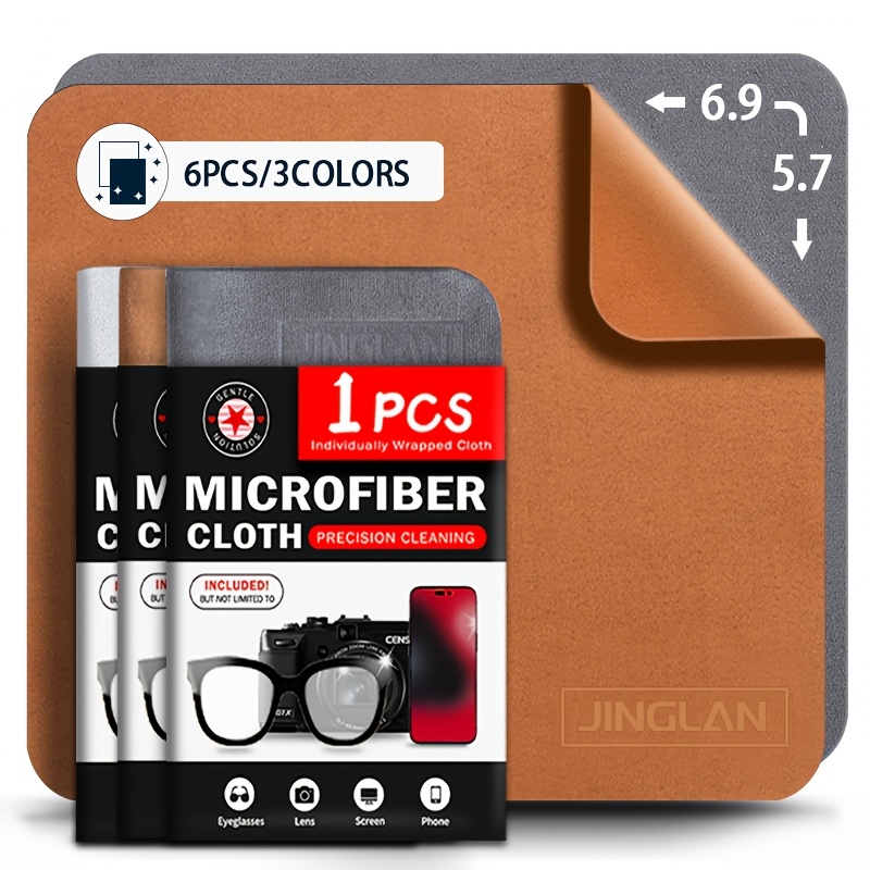 Image of 6 High-end Professional Cleaning Microfiber Suede Cloths For Wiping Screens Of Phones And Computers, Perfect For Glasses