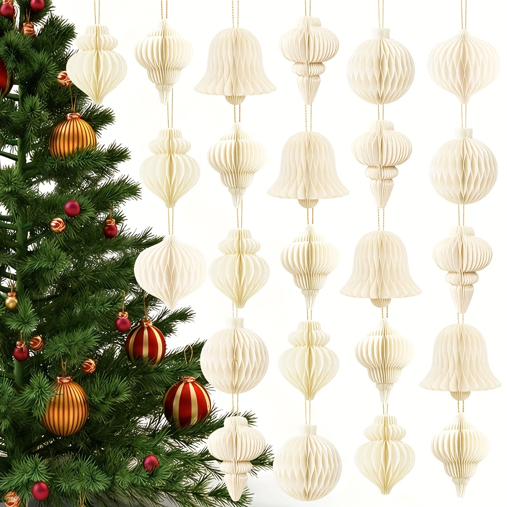 Image of 24pcs Paper Honeycomb Ornaments 3d Mini Paper Honeycomb Hanging Ornaments For Wedding Bridal Shower Birthday Party Party Decor