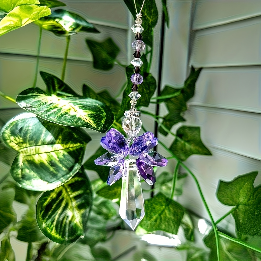 Crystal Snowflake Guardian Angel Rainbow Light Catcher Pendant