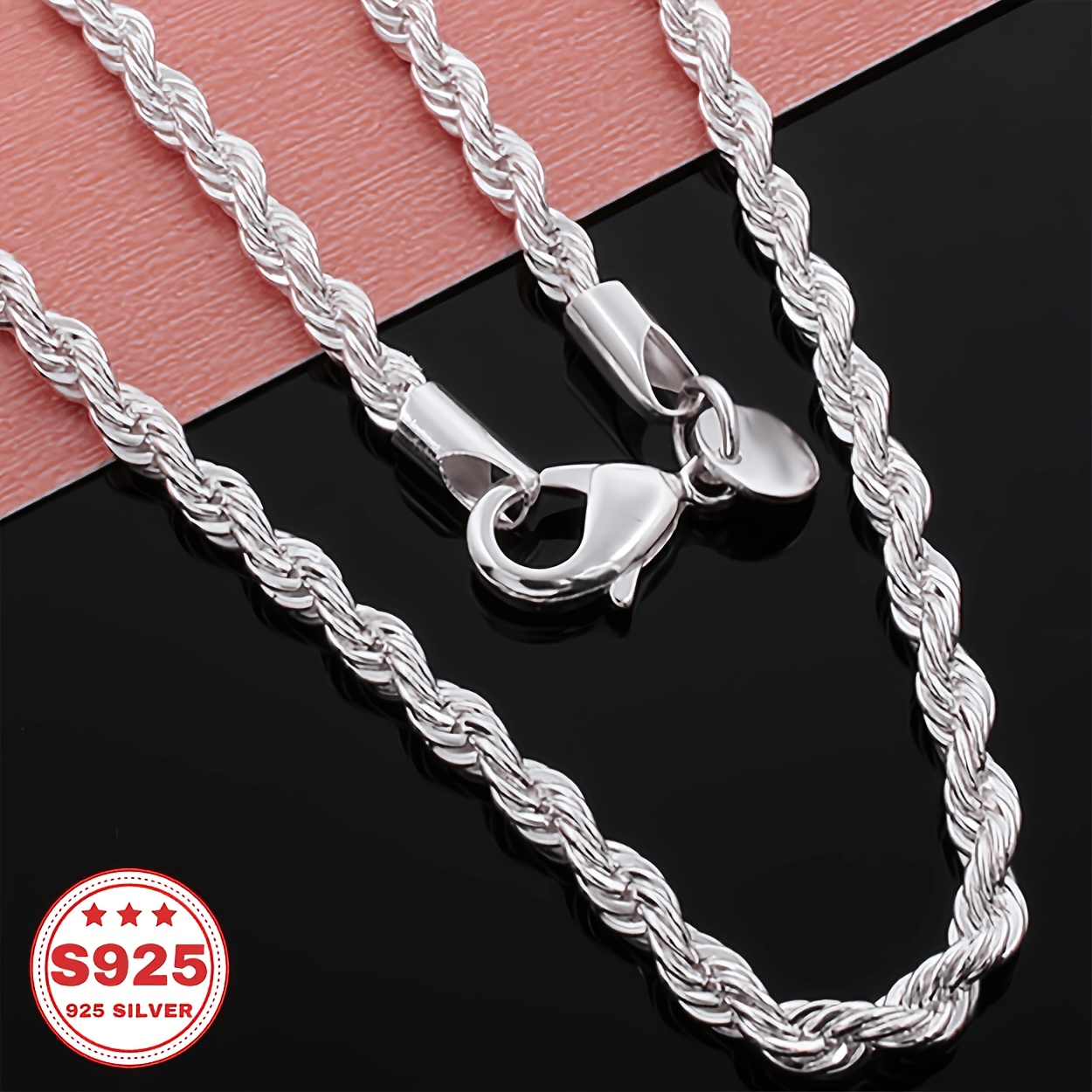 925 Silver Twisted Necklace, Light Luxury Fashion