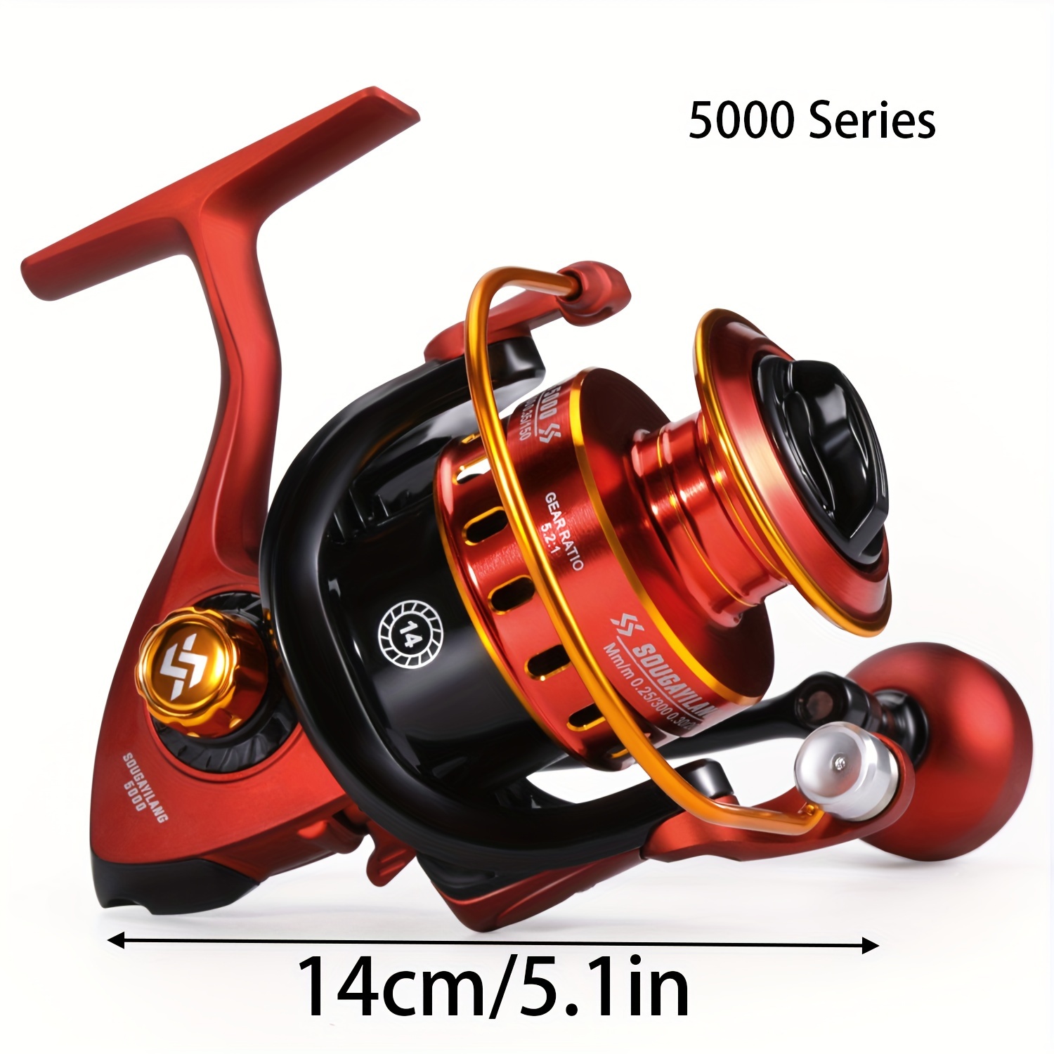 TEMU Sougayilang Ratio Aluminum Spool Fishing Reel - , For Freshwater & Saltwater Angling, Finish