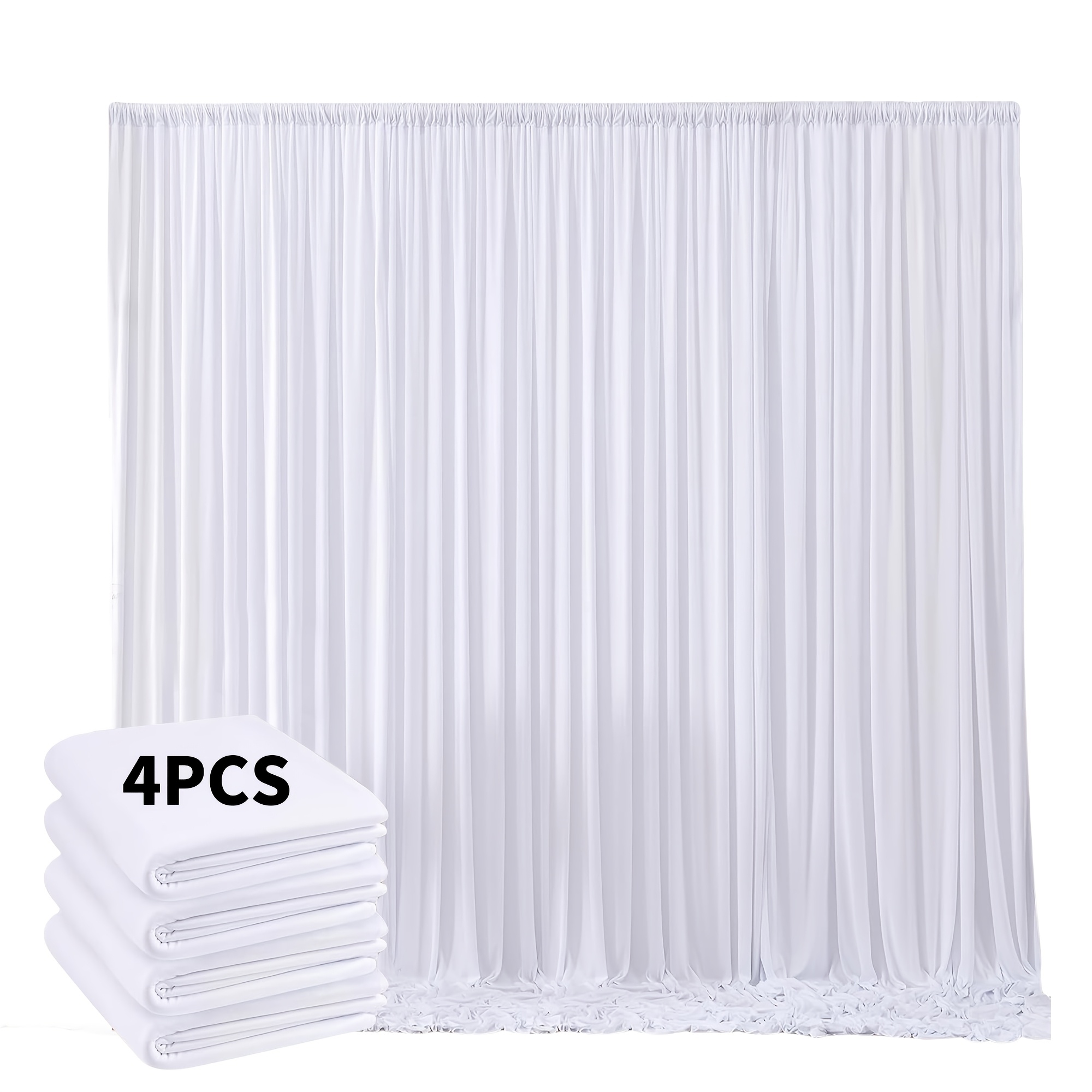 Image of 1 Set Of 4pcs Of 20ft X 10ft Backdrop Curtains For Wedding Decorations, Party Banners, And Pull-up Flags, Wrinkle-free Curtains For Birthday Parties, Photo Backdrops, And Home Decor
