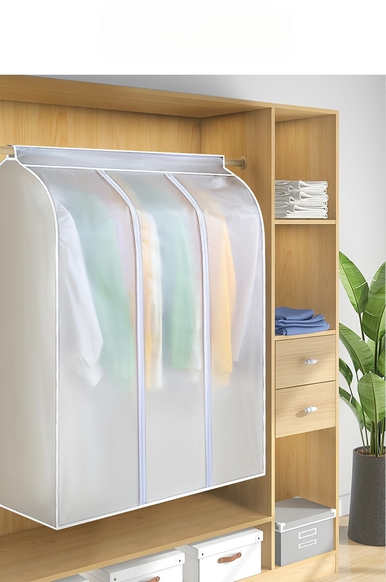 extra large garment dust cover with full zipper 19 6 x39 9 x47 2 semi transparent moisture proof wardrobe organizer details 4