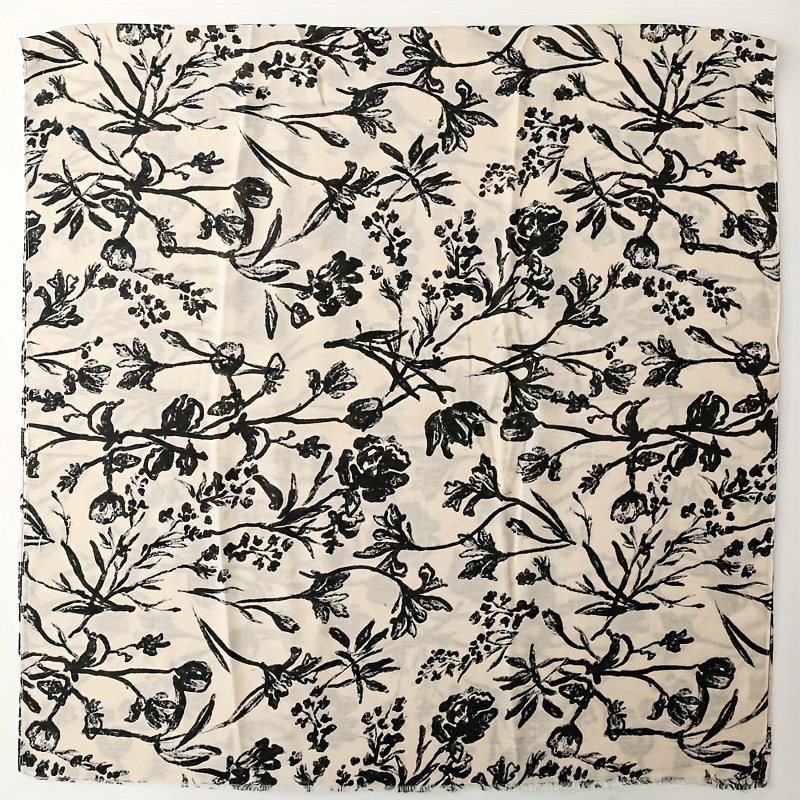Women'S Vintage Ethnic Style Scarf Featuring Plant Floral Designs And Branches, Thick Shawl