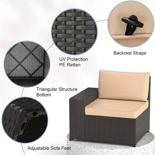 patio furniture set 6 pieces outdoor sofa with glass table wicker patio furniture pe rattan patio conversation set all weather sectional porch sofa with washable cushion for balcony
