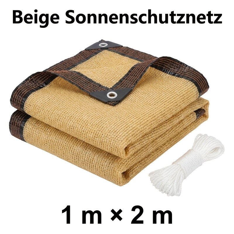 1pc Beige Reinforced Thickened Sun Shade Cloth, Apartment Balcony Privacy Screen, Porch Sun Shade Curtain, Driveway Shade, Anti Hail Windproof, + Free Hanging Ropes Included