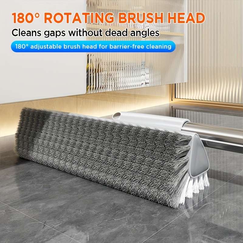   52 4 heavy duty double sided floor scrub brush with v shaped   head stiff bristles for deep cleaning corners   patio bathroom kitchen tile   ergonomic handle for   1