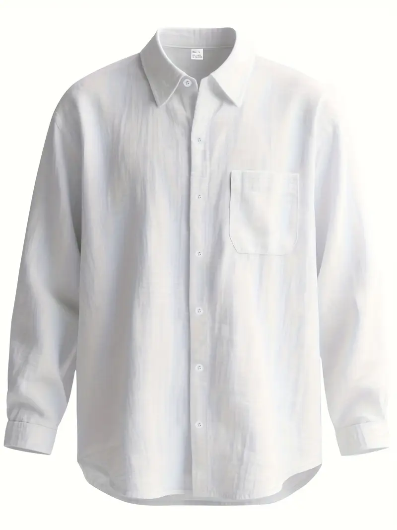 mens reversible stand collar linen shirt beige collar long sleeve button up button top machine washable regular casual formal wear fiber dress shirt Product details 17