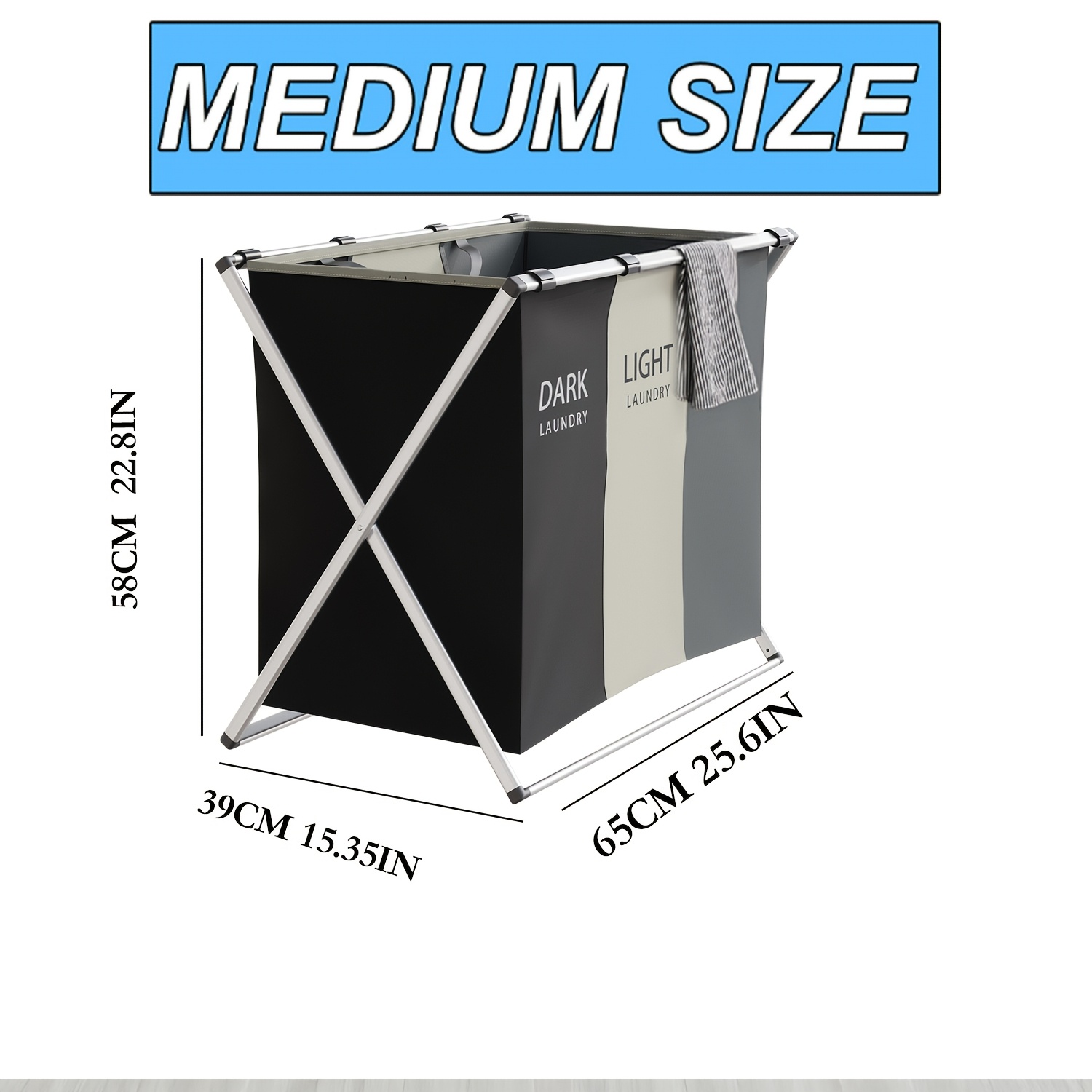TEMU 1pc Laundry Hamper With 3 Compartments, 155l Laundry Bag Laundry Basket For Dirty Clothes, Laundry Sorter, Laundry Tub, Laundry Collector,