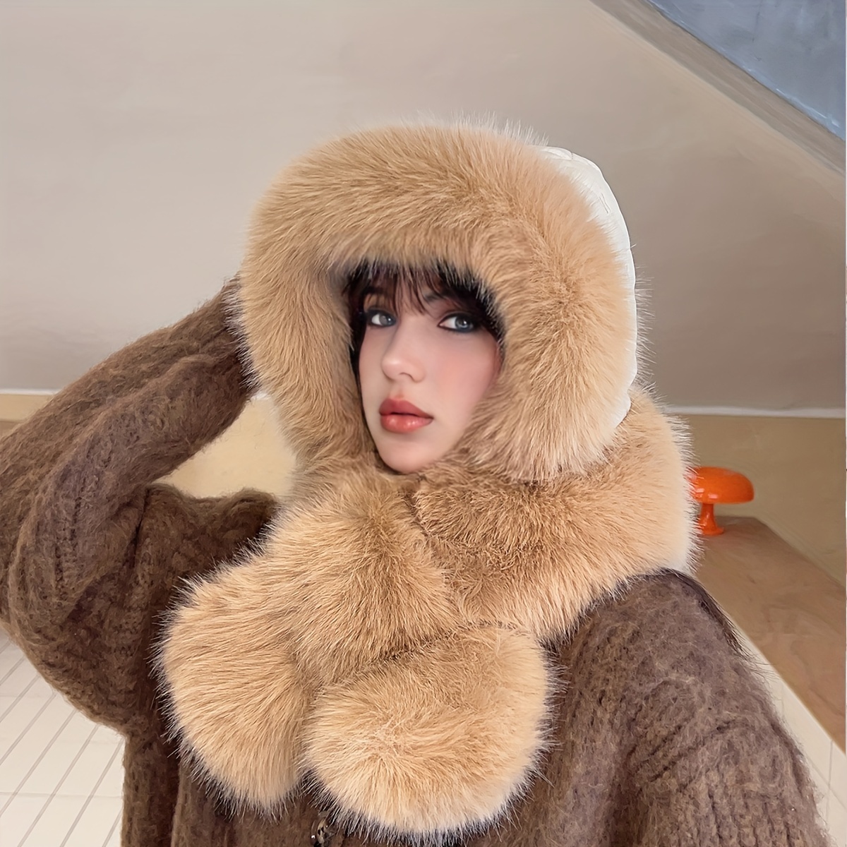 Bonnet Hiver Fausse Fourrure Avec Queue Et Cache-oreilles - Motif Animal, Coupe-vent, Pour Homme Femme Enfant