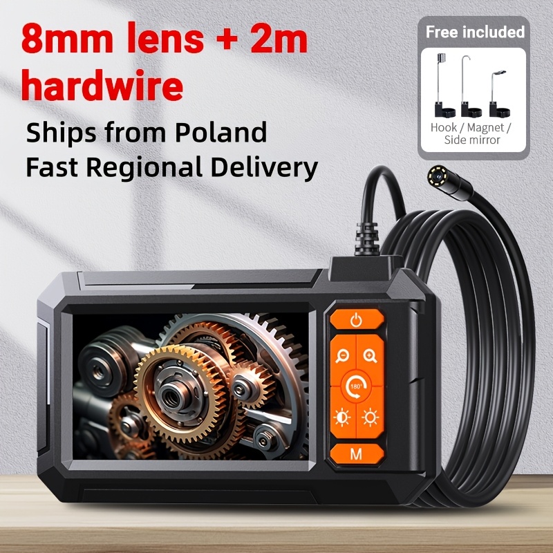 Image of 4.3-inch Screen Endoscope With 8mm Ip67 Probe And 2m Semi-rigid Cable, Suitable For Automotive Auxiliary Inspection, Engine Carbon Viewing, Sewers, And Other Home
