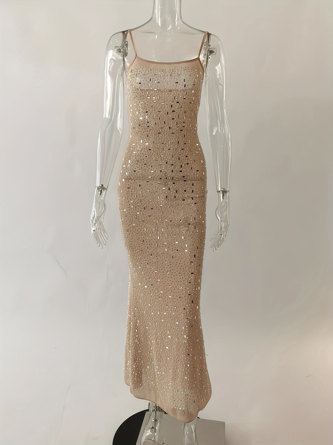 womens embellished mesh slip dress strapless - Temu United Kingdom