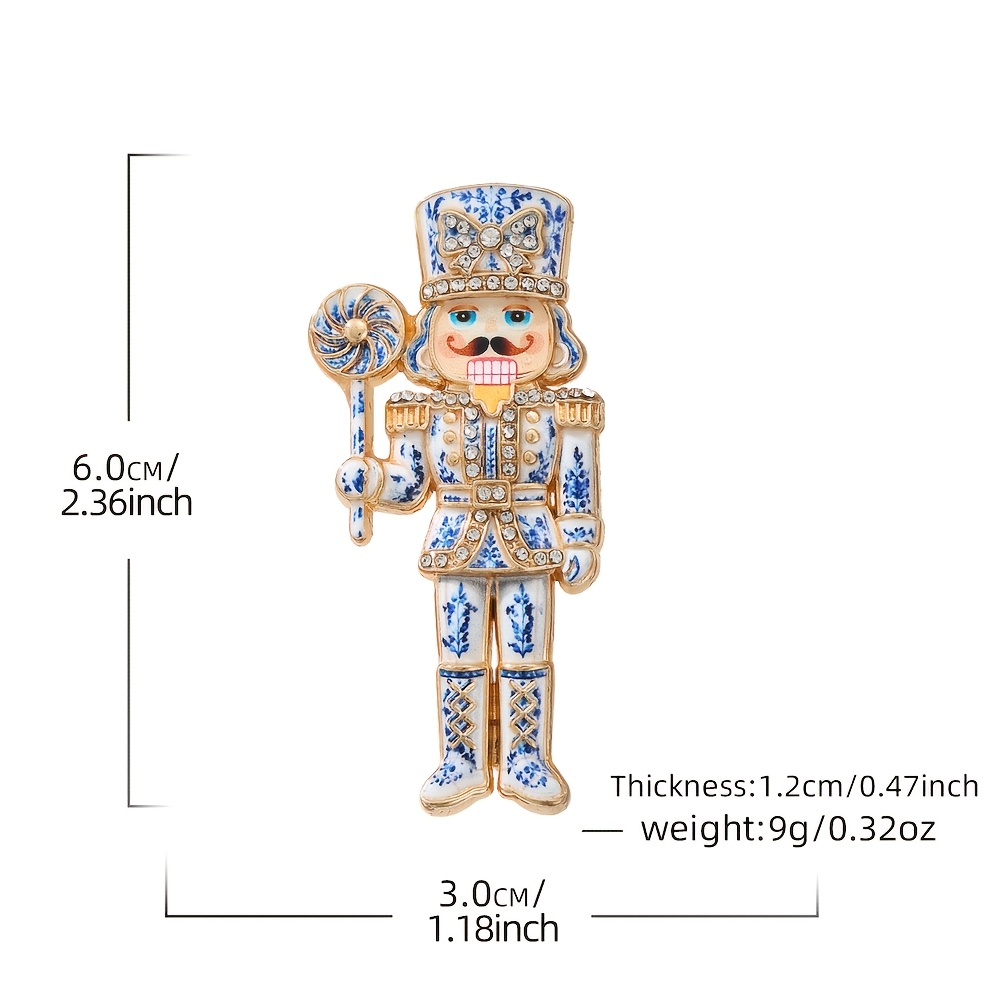 Rhinestone Nutcracker Soldier Brooch, Vintage Pin