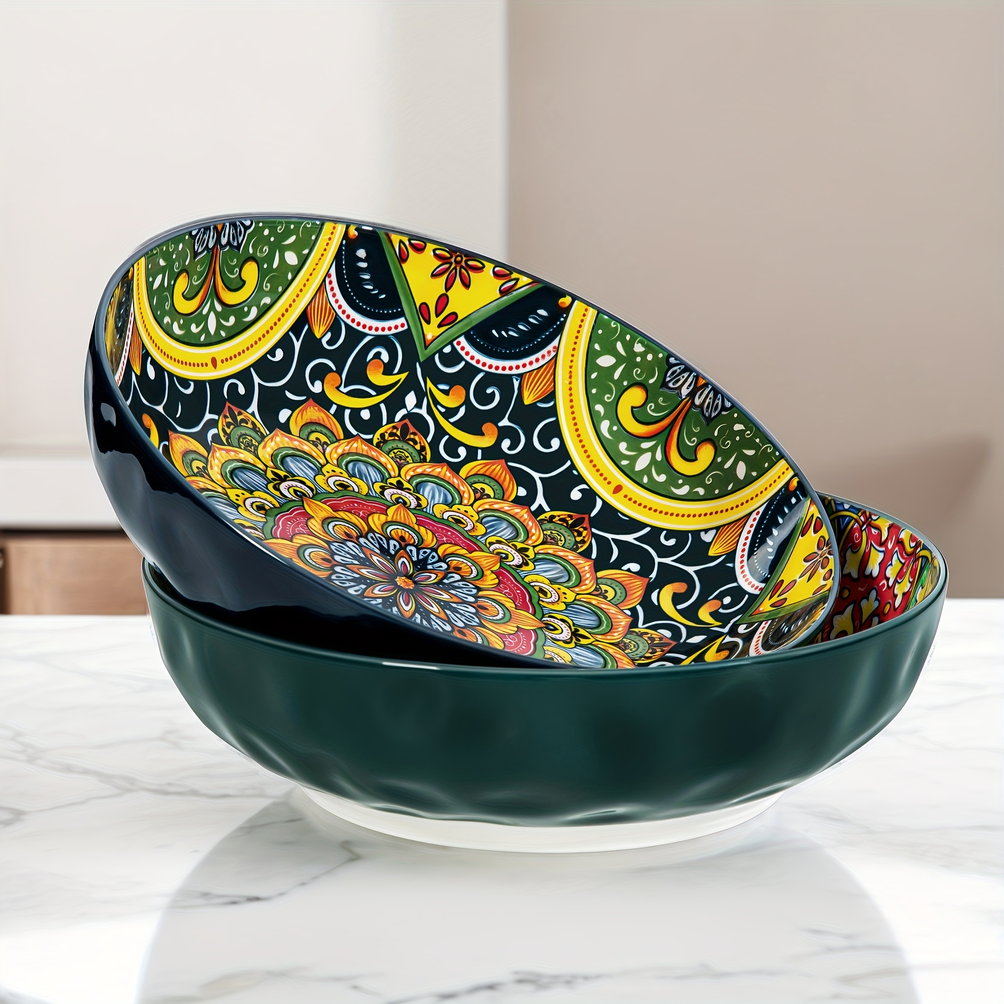 Large Serving Bowls, 78oz Large Salad Bowls Set Of 2, Bowls For Salad, Fruit, Pasta And Dinner, Serving Dishes Set For Party, Dishwasher And Microwave Safe