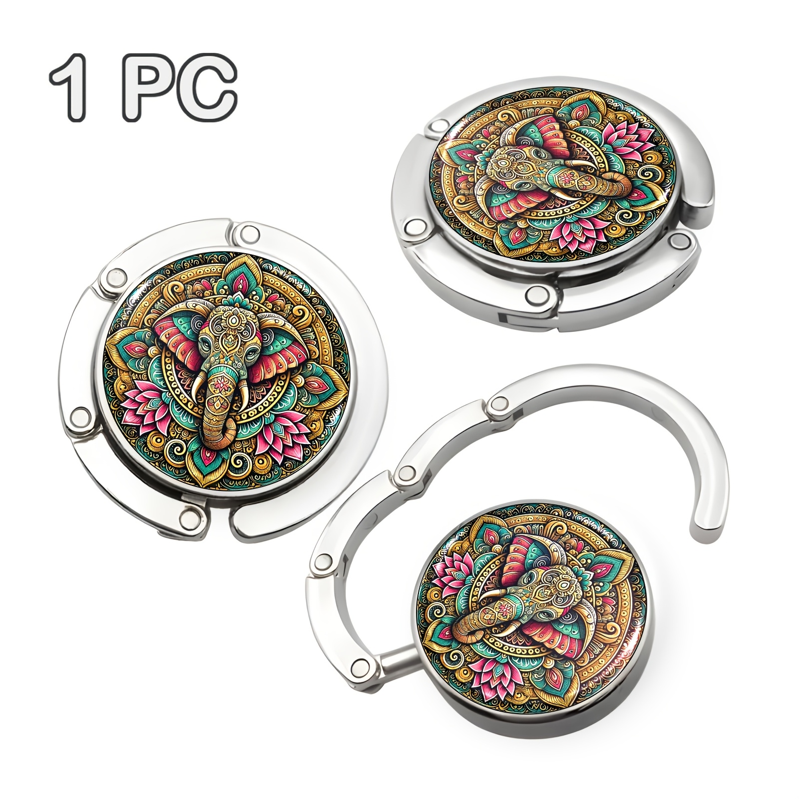 Elephant Mandala Portable Hook, Foldable Design