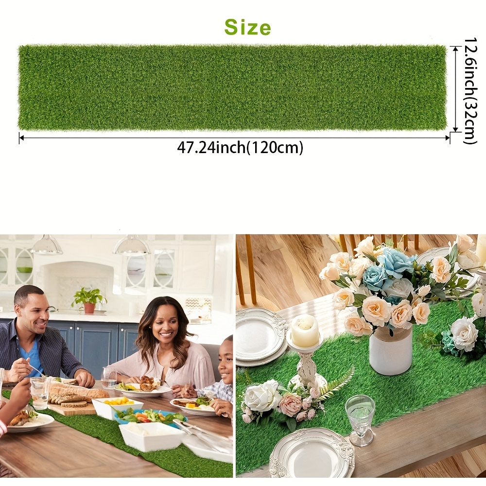 Image of Green Artificial Grass Mat, 12.6" X 35.43" / 47.24", Weddings, Birthdays, Parties & Outdoor Patio Decor