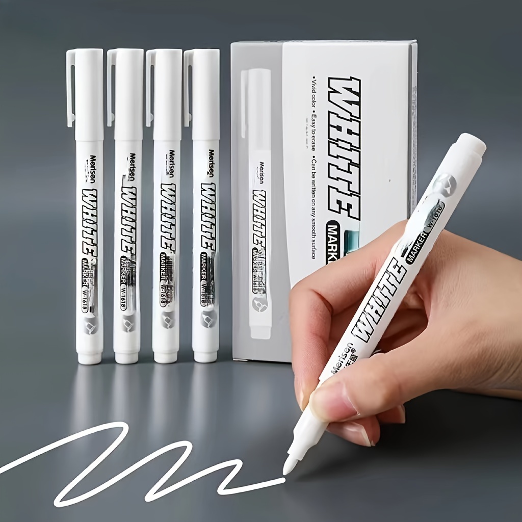 

Merisen White Waterproof Marker Pen Set - Ideal For Diy Graffiti, Wood, Glass, Painting, Leather, And Ledger Marking