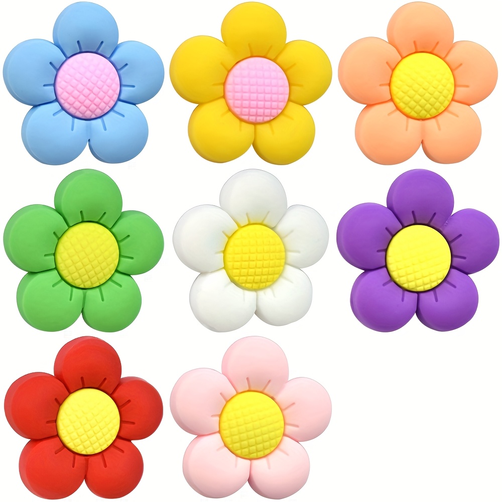 TEMU 5/8/16 piezas Nuevas Pequeñas Adiciones de Flores Encantadoras Cabezal de Bolígrafo de PVC Diseño de Joyería de Flores Pulsera de Llave Cabezal