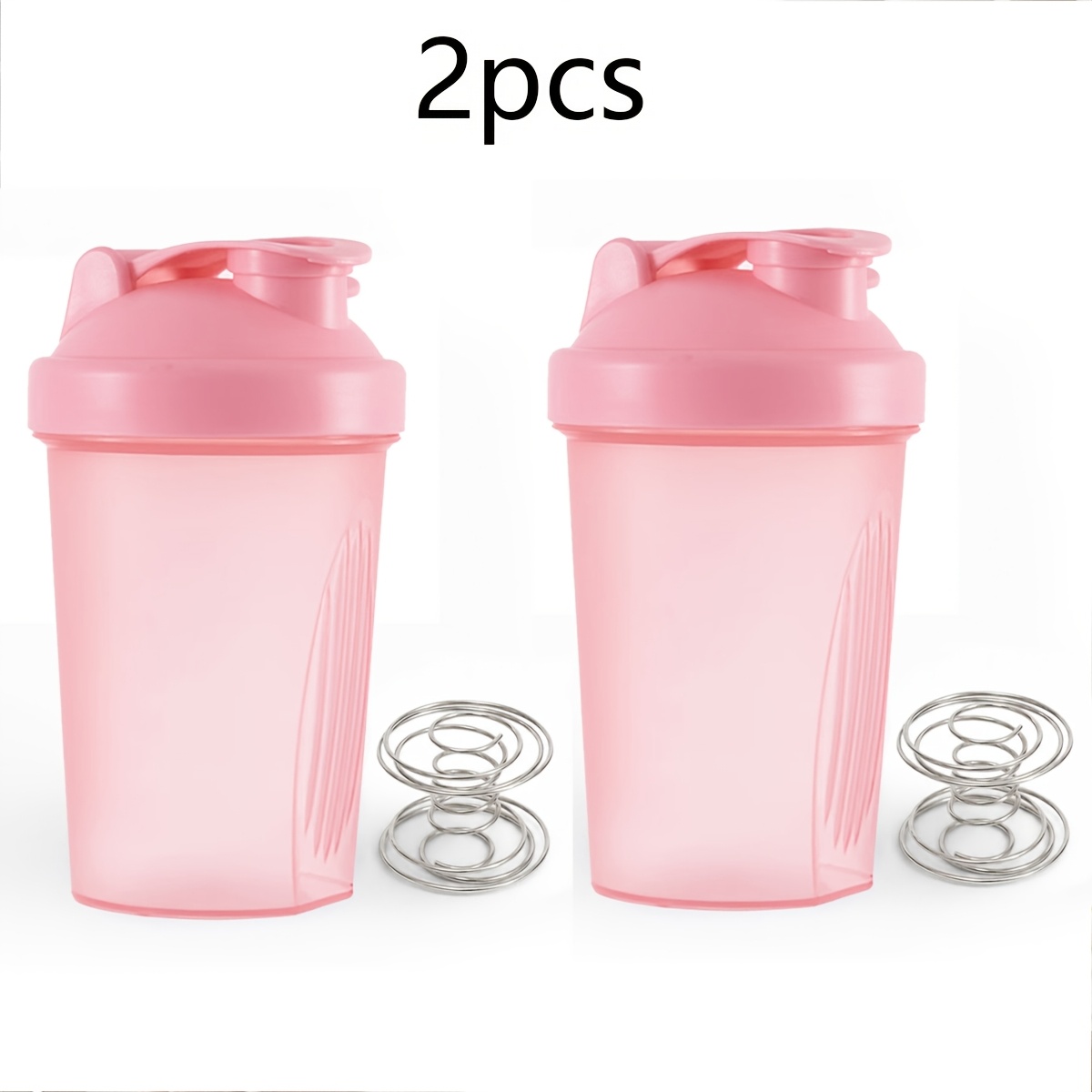 Image of 2pcs Powder Mixing Cup, Plastic Handle Milkshake Cup, Sports Shake Cup, Equipped With Mixing Ball, Leak Water Cup, Suitable For Home, Gym, Outdoor Sports, Travel, Cycling, Etc