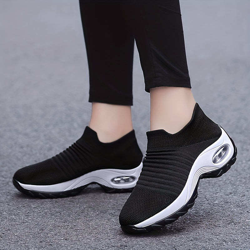 

Trendy Air Cushion Mesh Breathable Running Shoes, Shock Absorption Wear Resistance Non Slip Sneakers, Casual Versatile Outdoor Sports Flying Woven Shoes