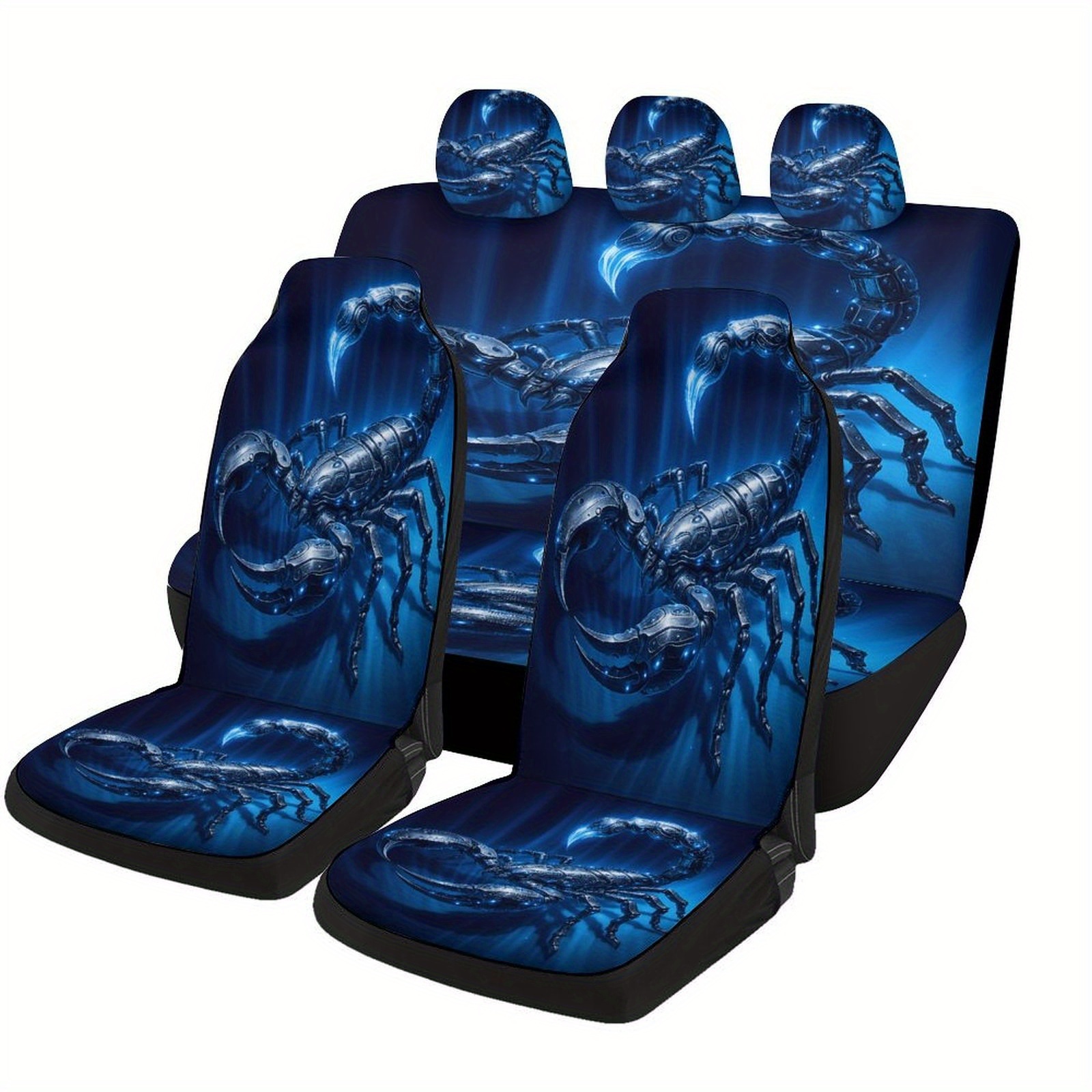 TEMU Cyber Scorpion tervezett autósülés huzat készlet a legtöbb autóhoz, kiváló minőségű, kényelmes autósülés védőhuzatok teljes készlet, univerzális