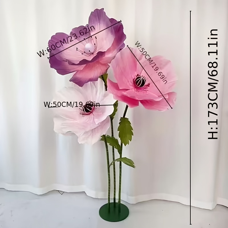 TEMU Giant Large Artificial Flowers Suitable For Wedding Aisle Decor, Heavy-duty Plastic/paper/metal Stems With Realistic Floor Displays, Fake Flower